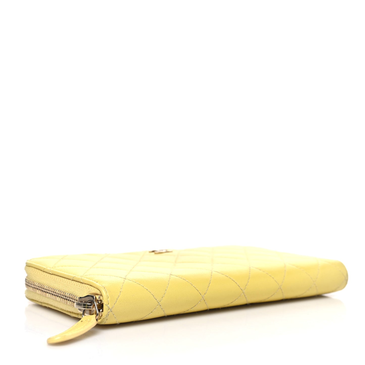 Lambskin Quilted Large Gusset Zip Around Wallet Yellow