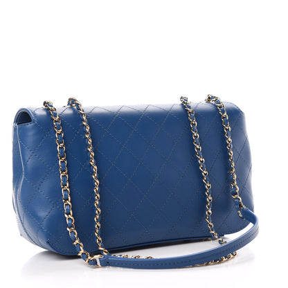 Chanel Calfskin Stitched Medium Covered CC Flap Bag Blue 3 of 12