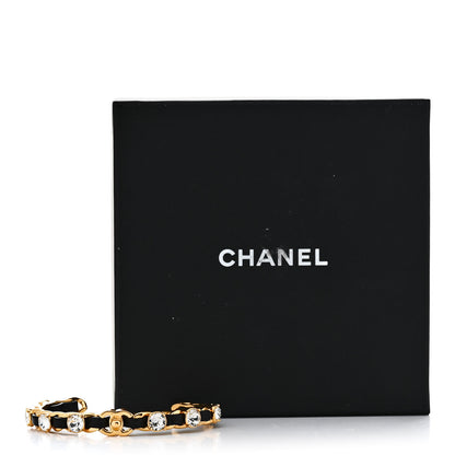 Chanel Lambskin Crystal CC Cuff Bracelet S Black Gold 5 of 5