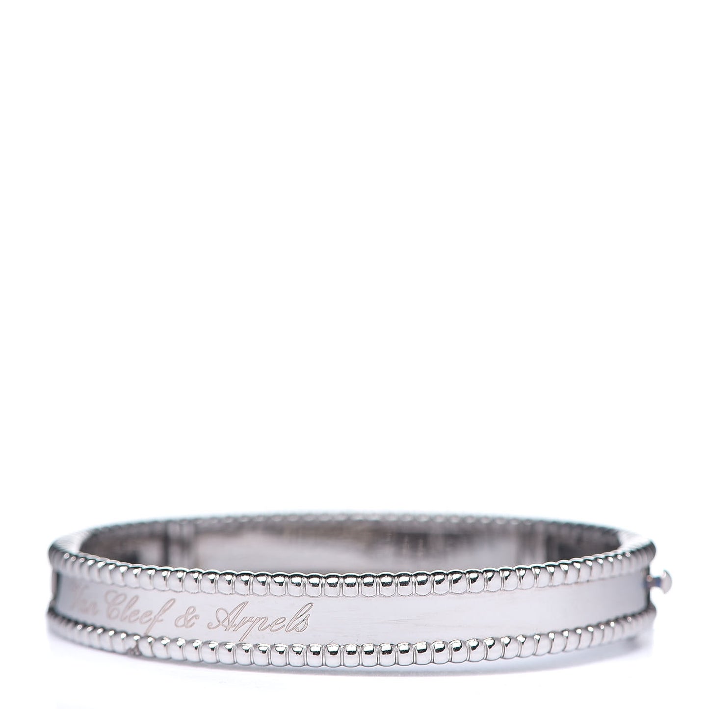 18K White Gold Perlee Signature Bangle Bracelet S