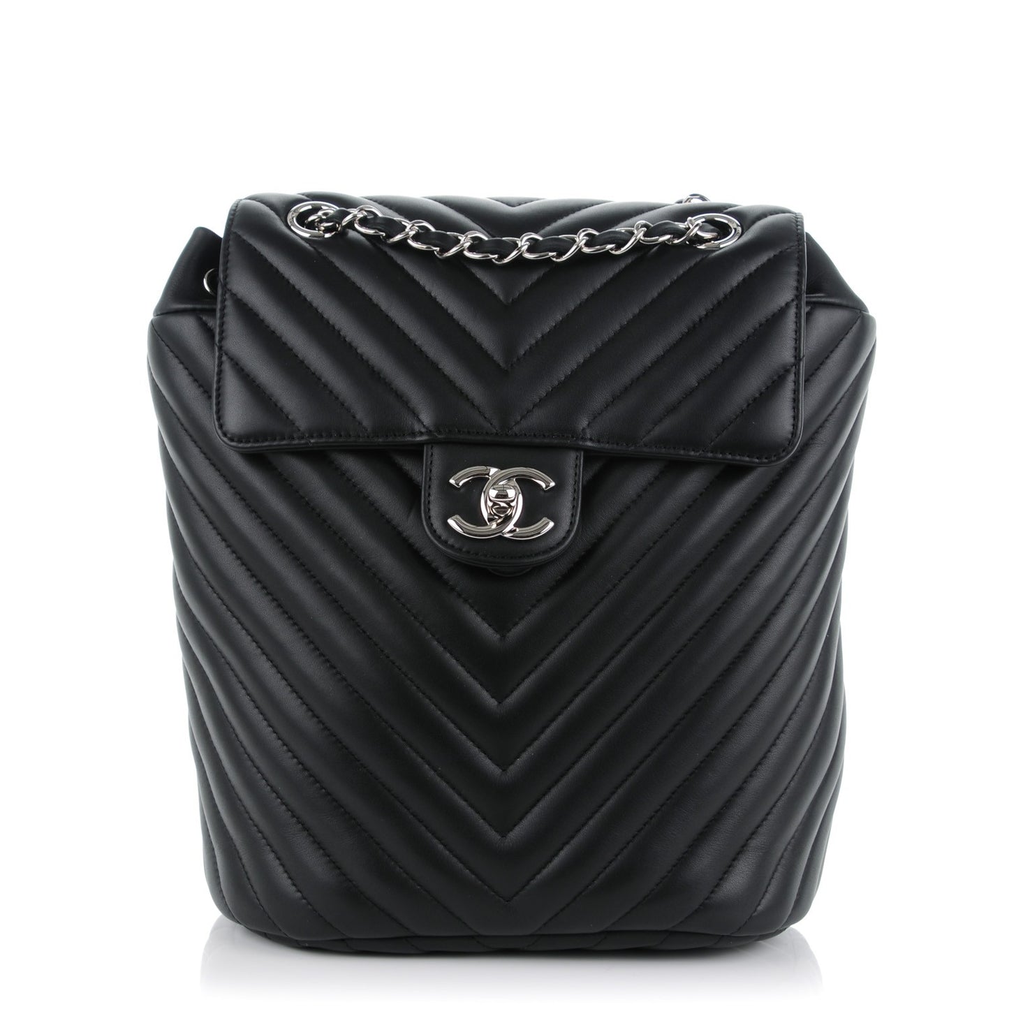 Calfskin Chevron Quilted Small Urban Spirit Backpack Black