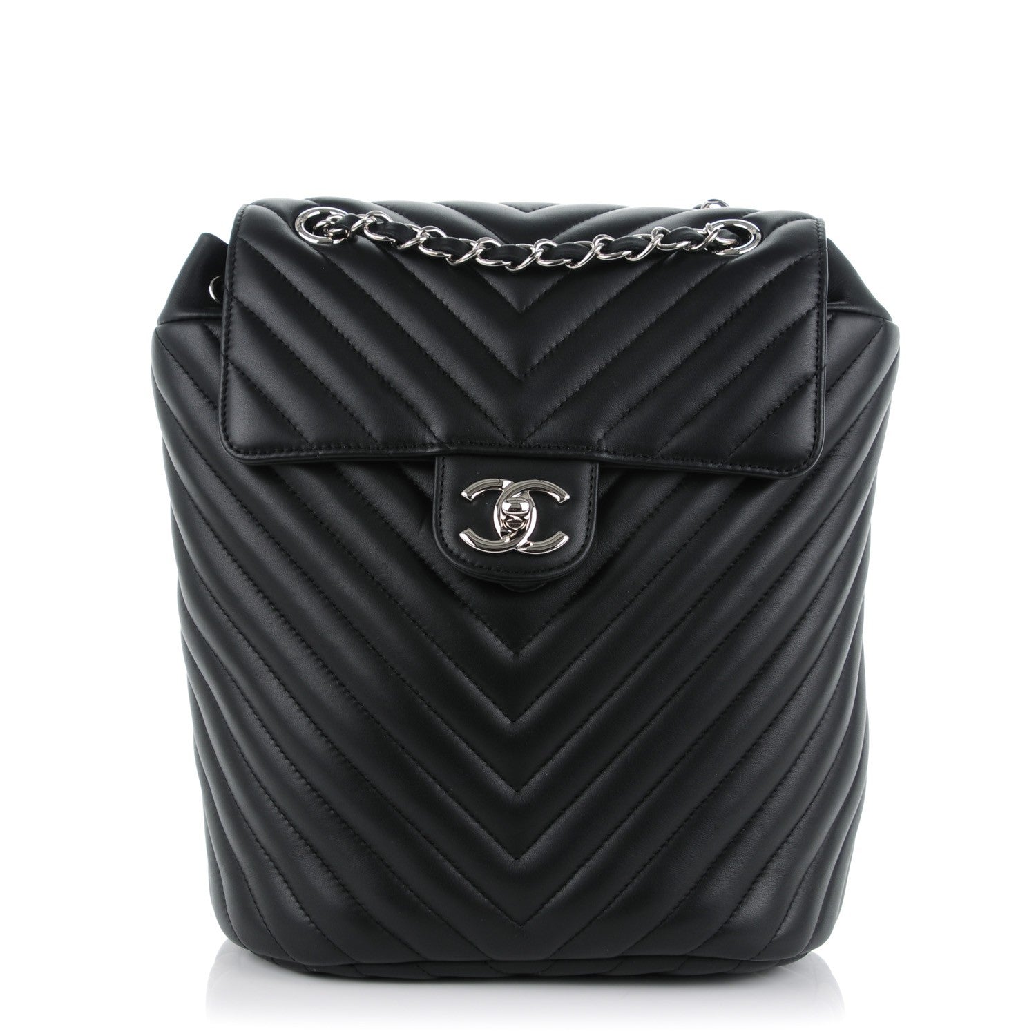 Chanel Calfskin Chevron Quilted Small Urban Spirit Backpack Black 1 of 8