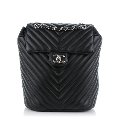 Chanel Calfskin Chevron Quilted Small Urban Spirit Backpack Black 1 of 8