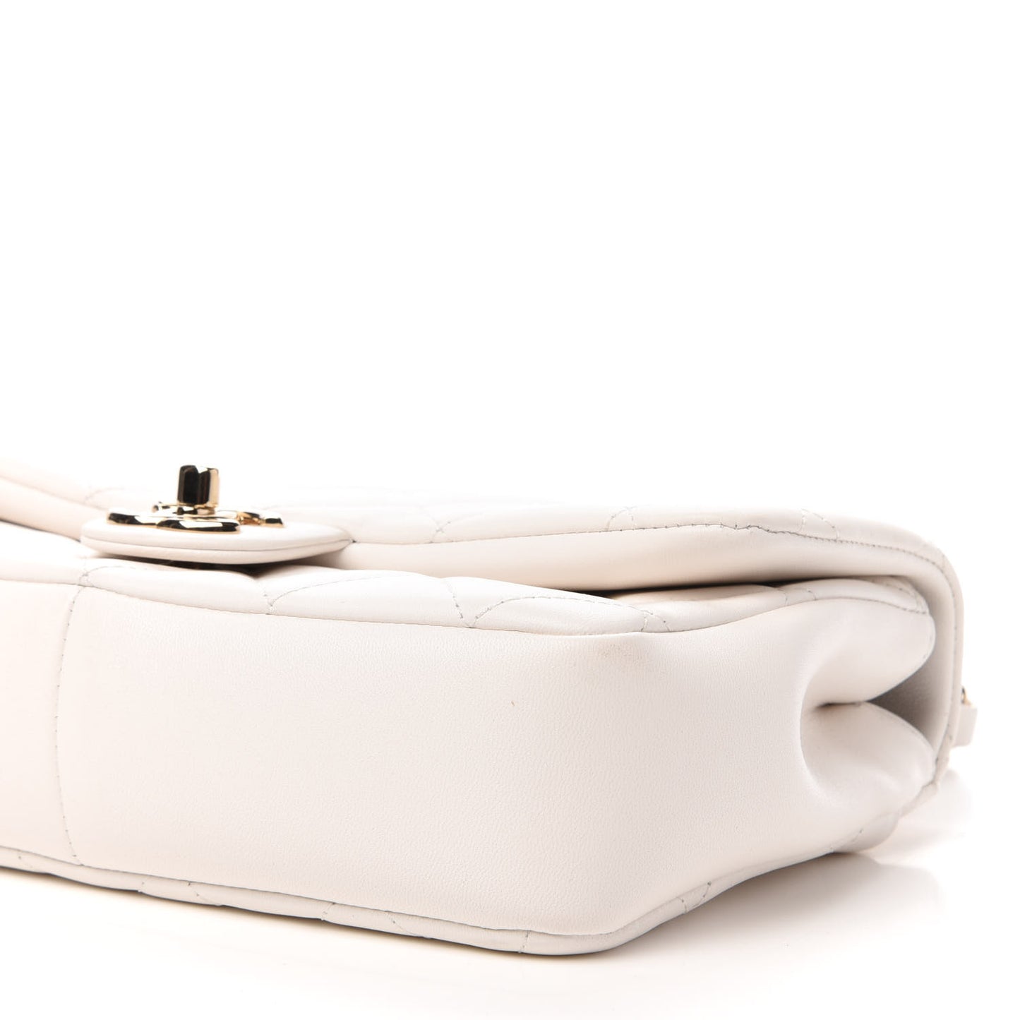 Lambskin Quilted Resin Bi-Color Chain Flap Bag White