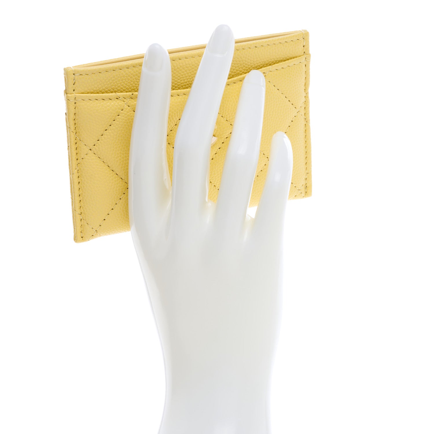 Chanel Caviar Quilted Card Holder Yellow 2 of 8