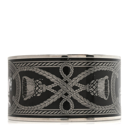Hermes Enamel Printed Grand Apparat Extra Wide Bracelet 65 Black 3 of 5