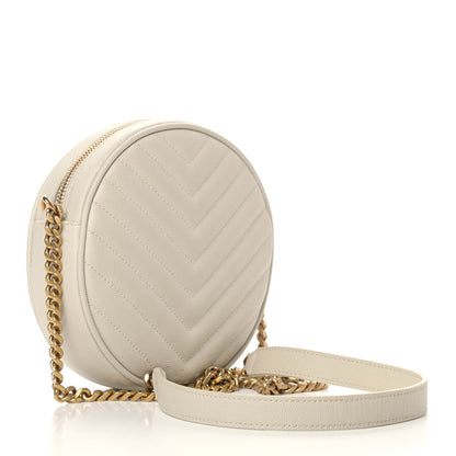 Saint Laurent Grain De Poudre Matelasse Chevron Quilted Round Vinyle Camera Bag Crema Soft 3 of 11