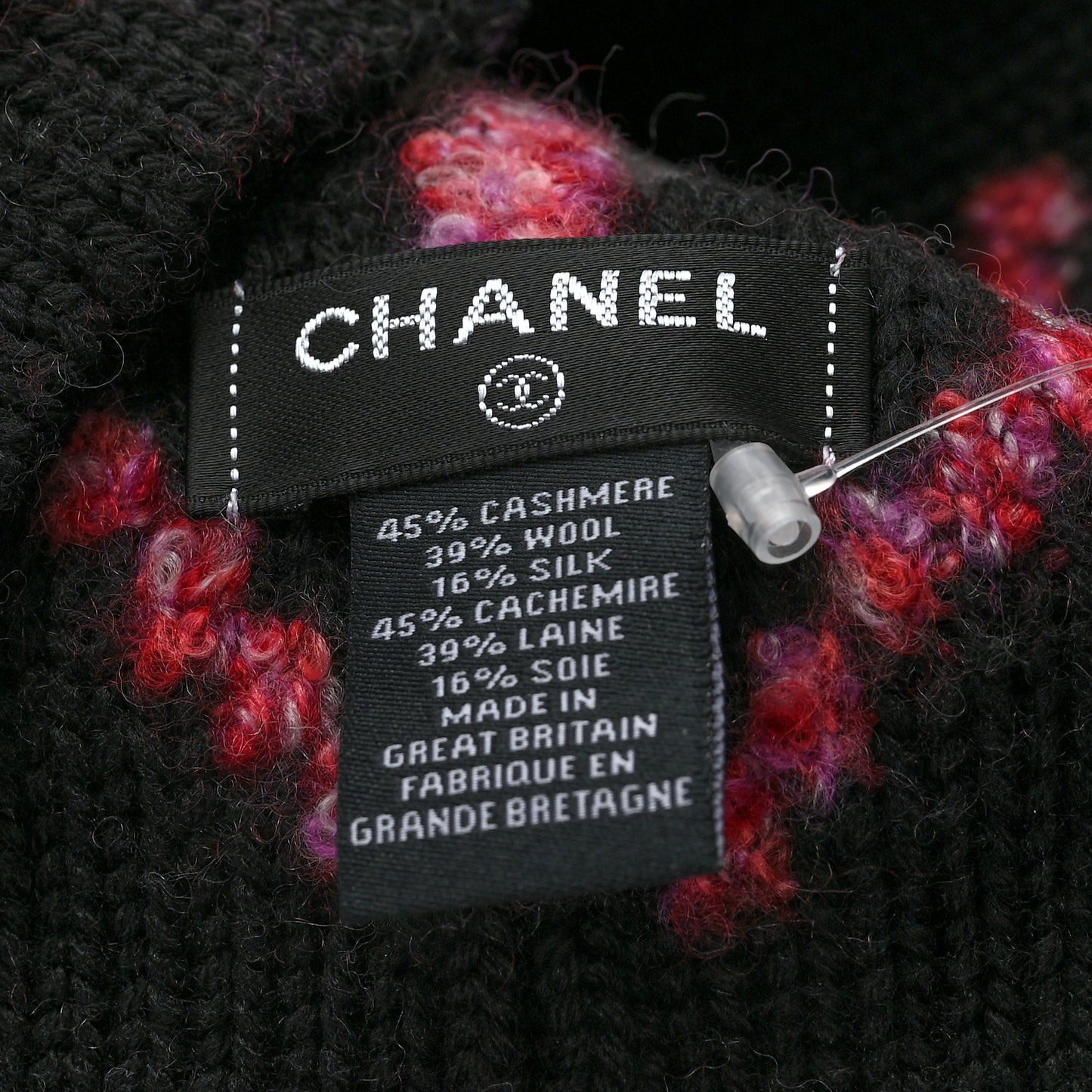 Cashmere Logo Beanie Hat Dark Pink Black