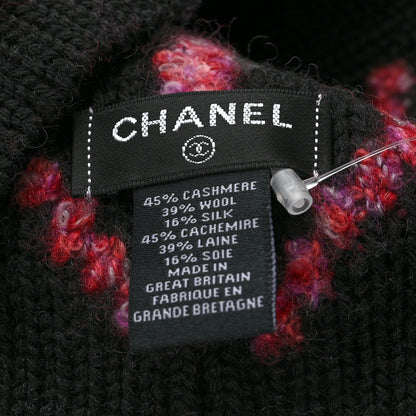 Chanel Cashmere Logo Beanie Hat Dark Pink Black 5 of 5