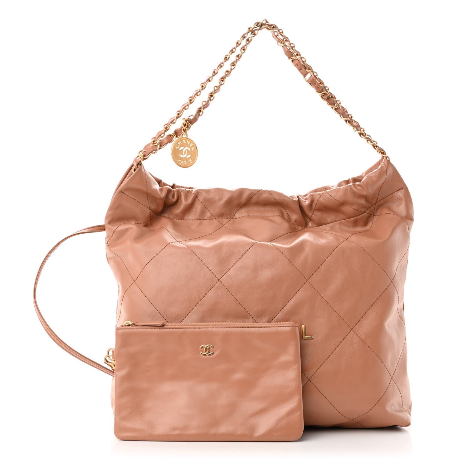 Chanel Shiny Calfskin Quilted Chanel 22 Camel 1 of 11