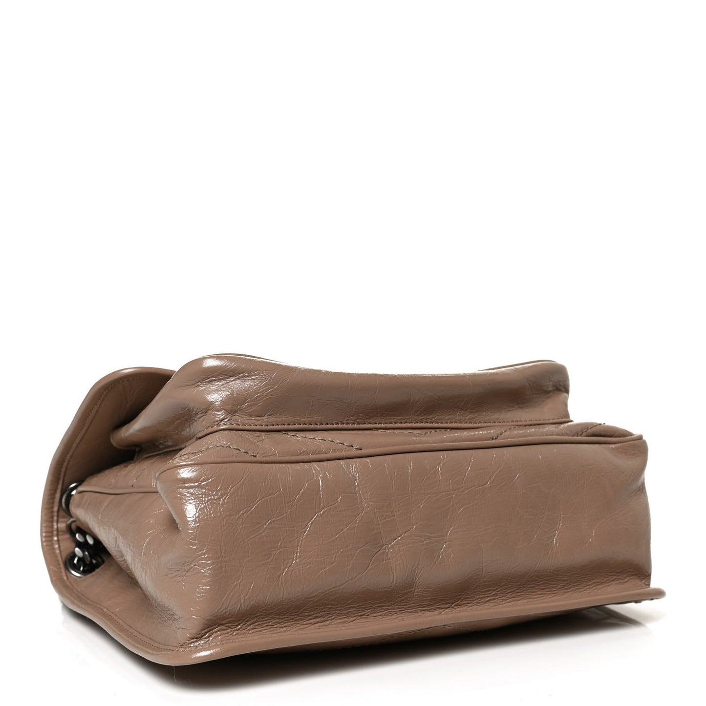 Crinkled Calfskin Matelasse Monogram Medium Niki Chain Satchel Light Taupe