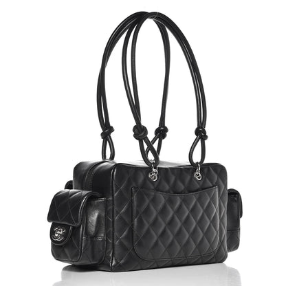 Chanel Calfskin Quilted Small Cambon Multipocket Reporter Black White 3 of 8