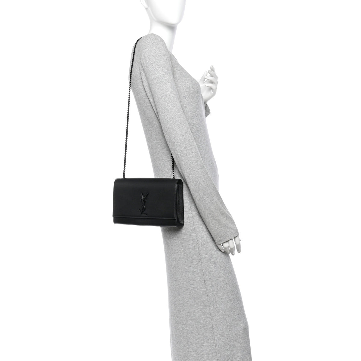 Grain De Poudre Medium Classic Monogram Monochrome Kate Satchel Black