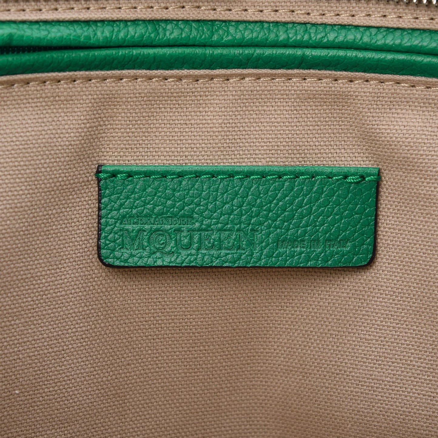 Pebbled Calfskin Large Skull Padlock Zip Around Tote Green