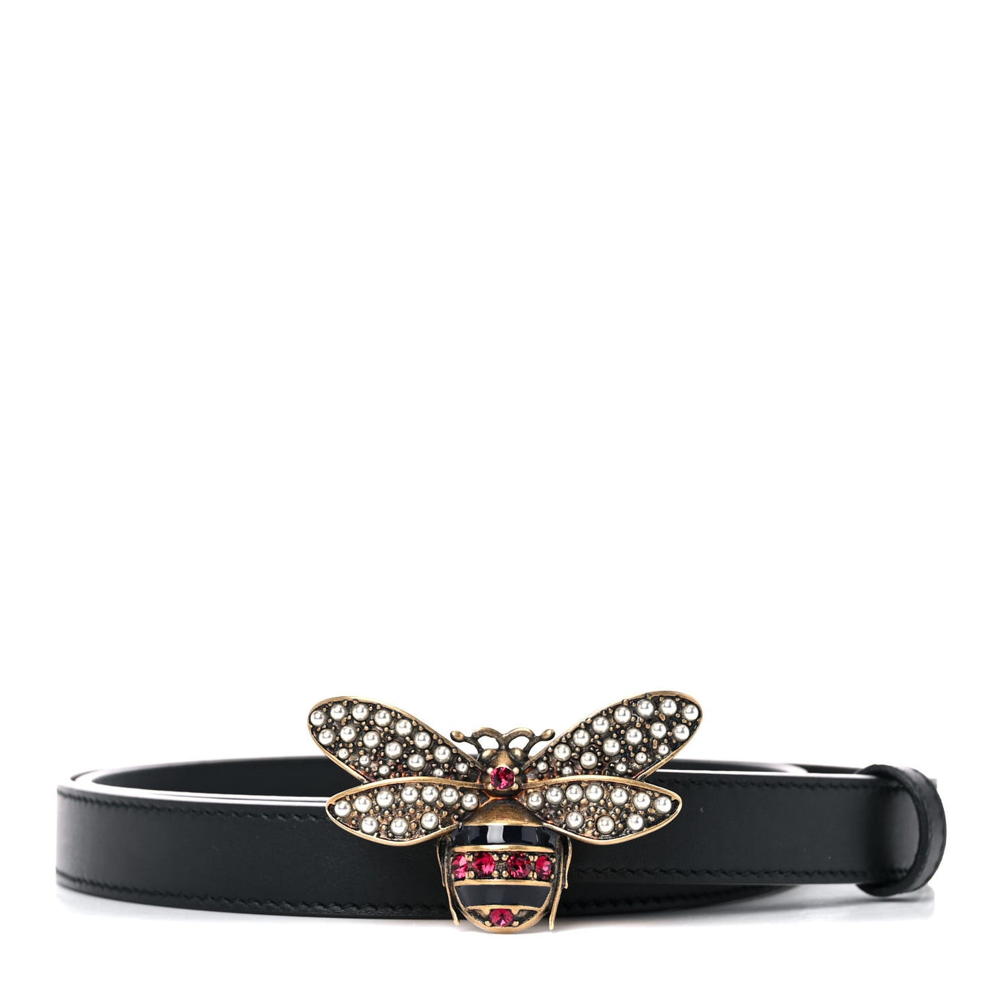 Calfskin Queen Margaret Bee Belt 95 38 Black