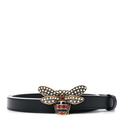 Gucci Calfskin Queen Margaret Bee Belt 95 38 Black 1 of 5