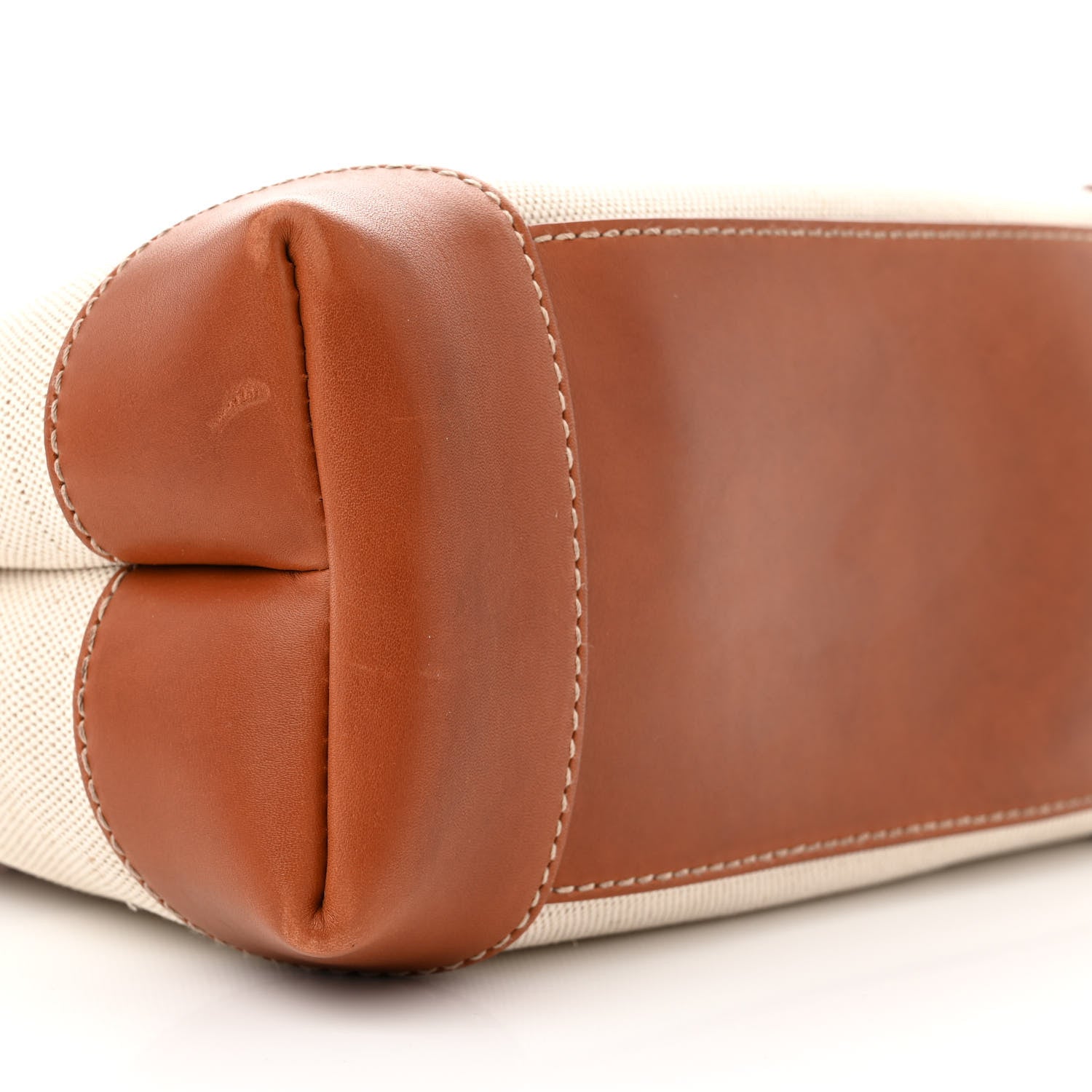 Bottega Veneta Washed Canvas Calfskin Small Andiamo Shoulder Bag Natural Light Wood 8 of 9
