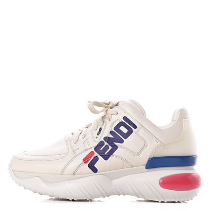 Fendi X FILA Vitello Mania Painted Womens Chunky Sneakers 40 Ice White Caipiroska Blueberry 1 of 9