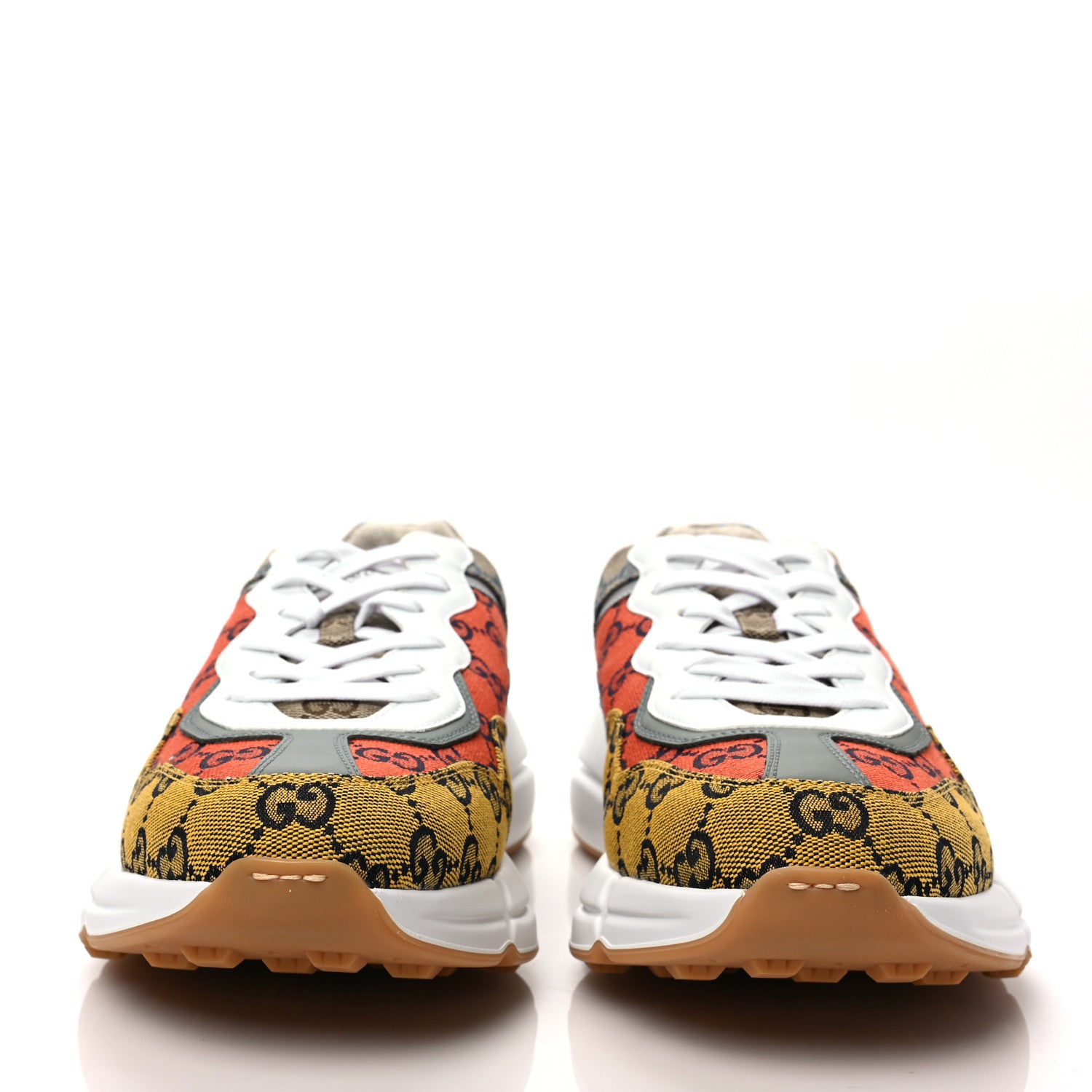 Gucci Monogram Multicolor Mens Rhyton Sneakers 10.5 Yellow Blue Great White Tabasco 2 of 7
