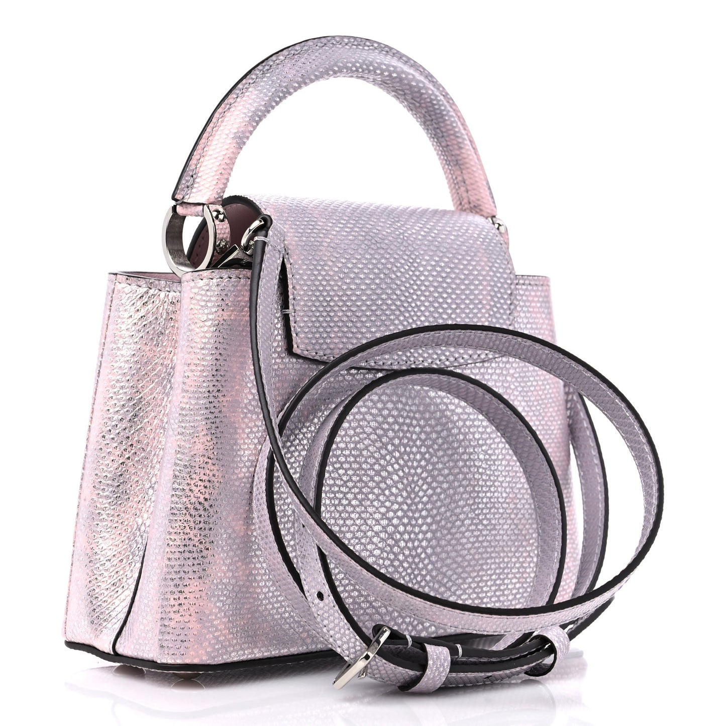 Metallic Lizard Mini Capucines Pink Purple