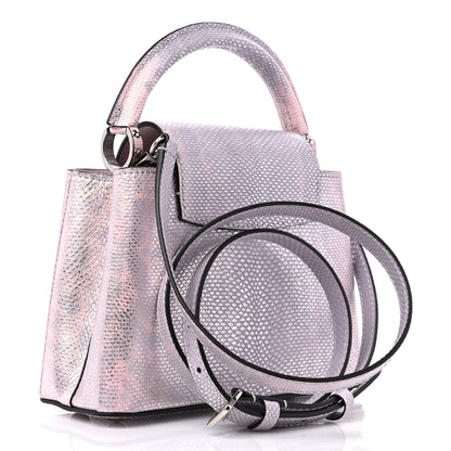 Louis Vuitton Metallic Lizard Mini Capucines Pink Purple 3 of 9