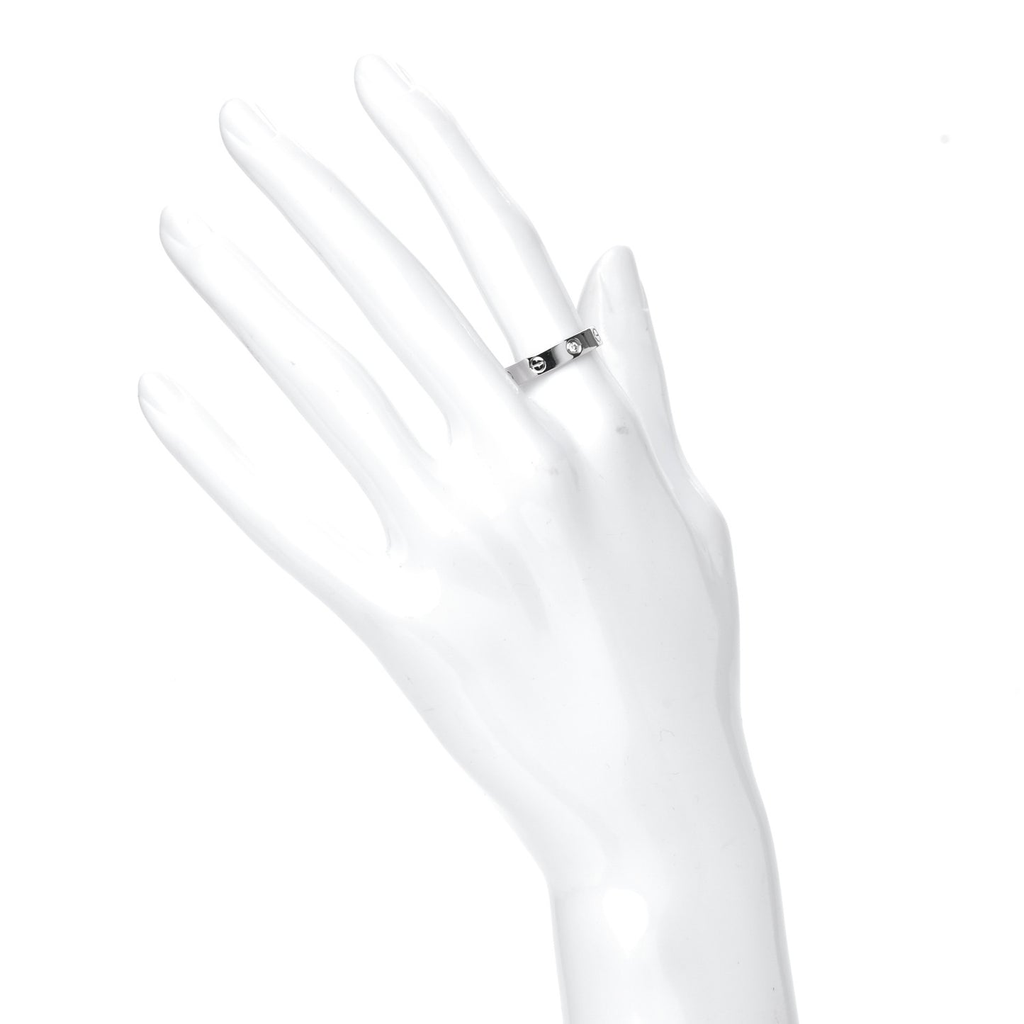 18K White Gold Diamond 4mm LOVE Wedding Band Ring 53 6.5