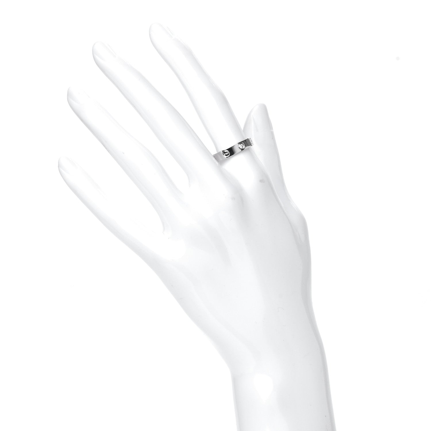Cartier 18K White Gold Diamond 4mm LOVE Wedding Band Ring 53 6.5 2 of 5