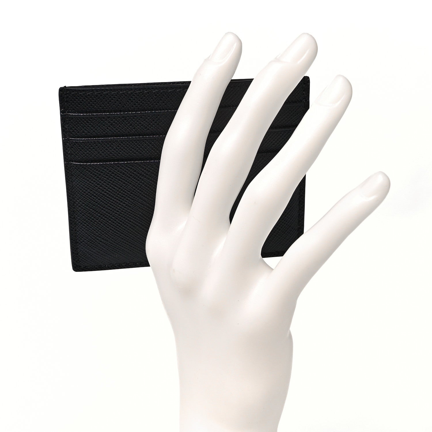 Prada Saffiano Triangle Card Case Black 2 of 9