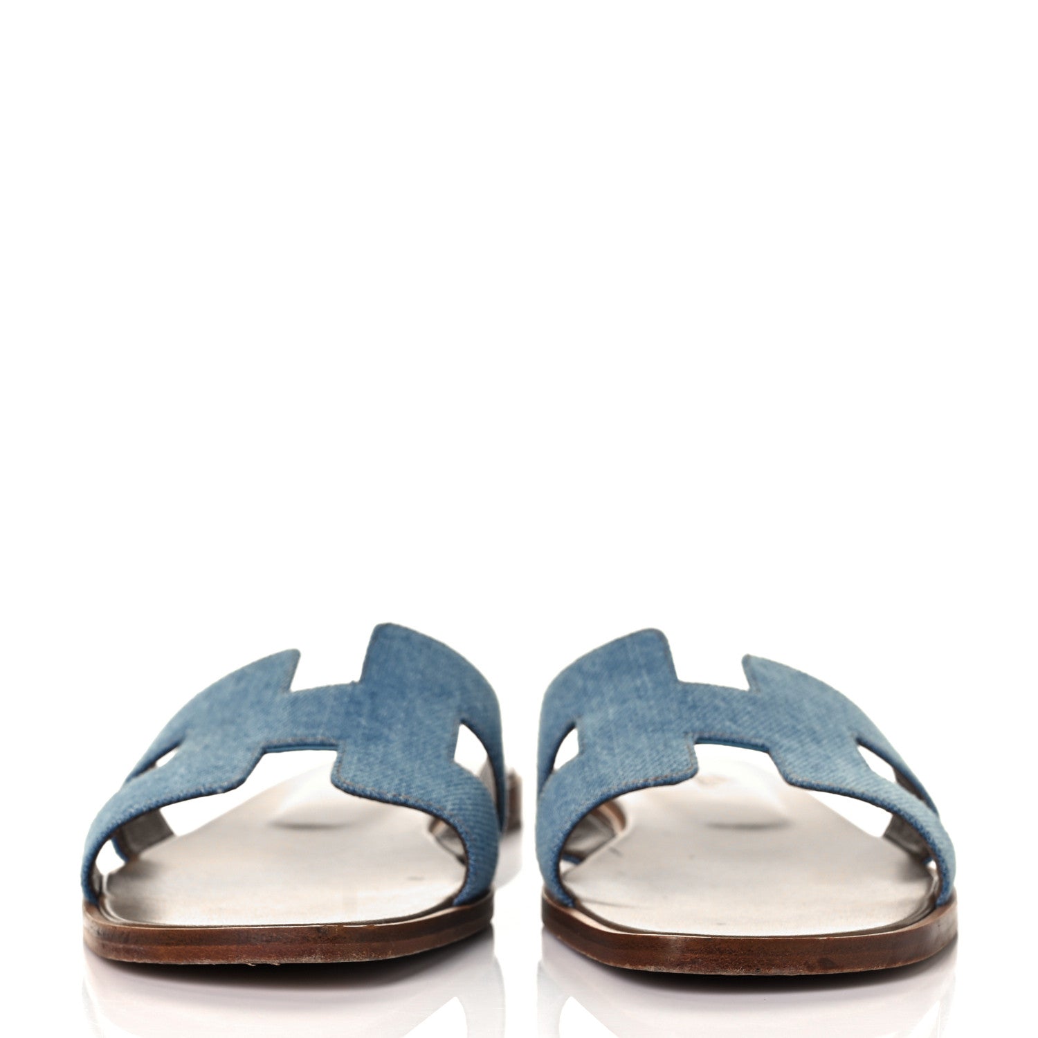 Hermes Denim Canvas Oran Sandals 37.5 Bleu Clair 2 of 8