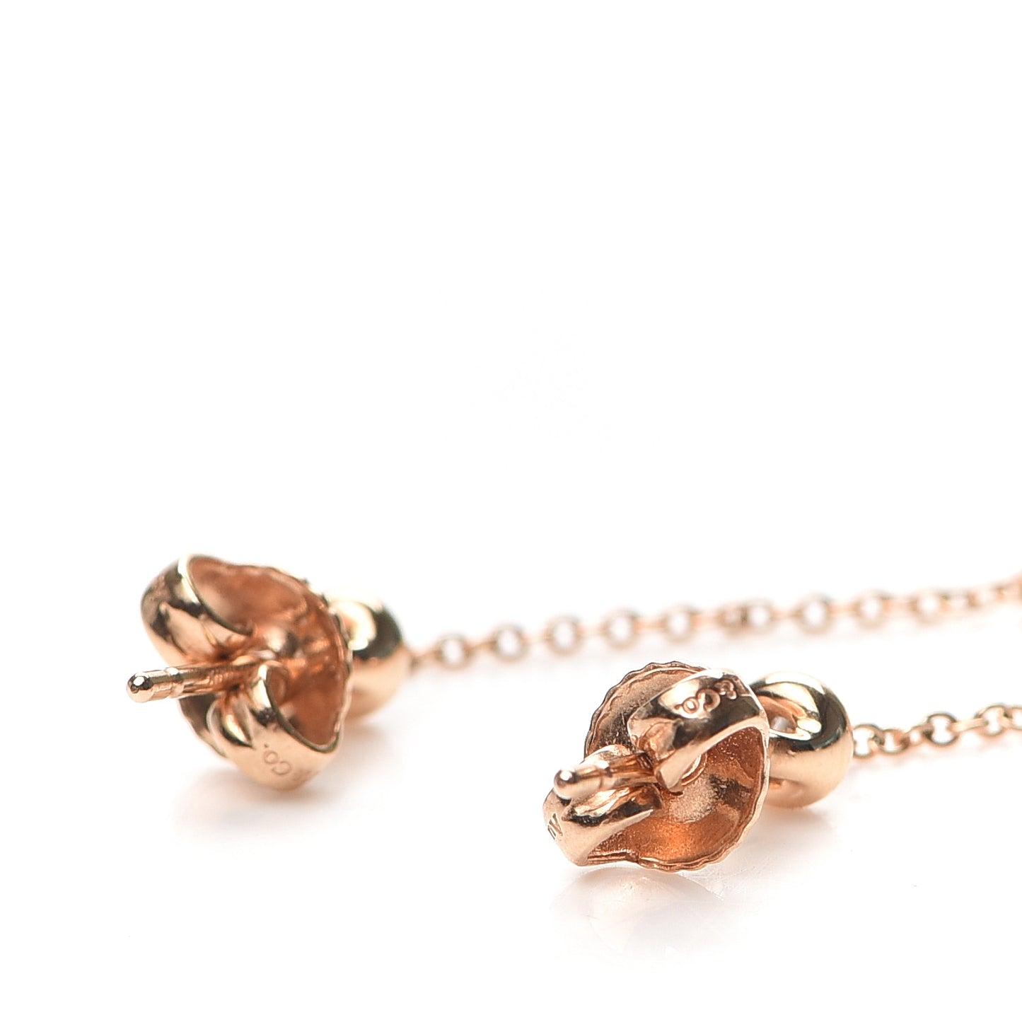 18K Rose Gold Diamond Elsa Peretti Diamonds by the Yard Open Heart Earrings