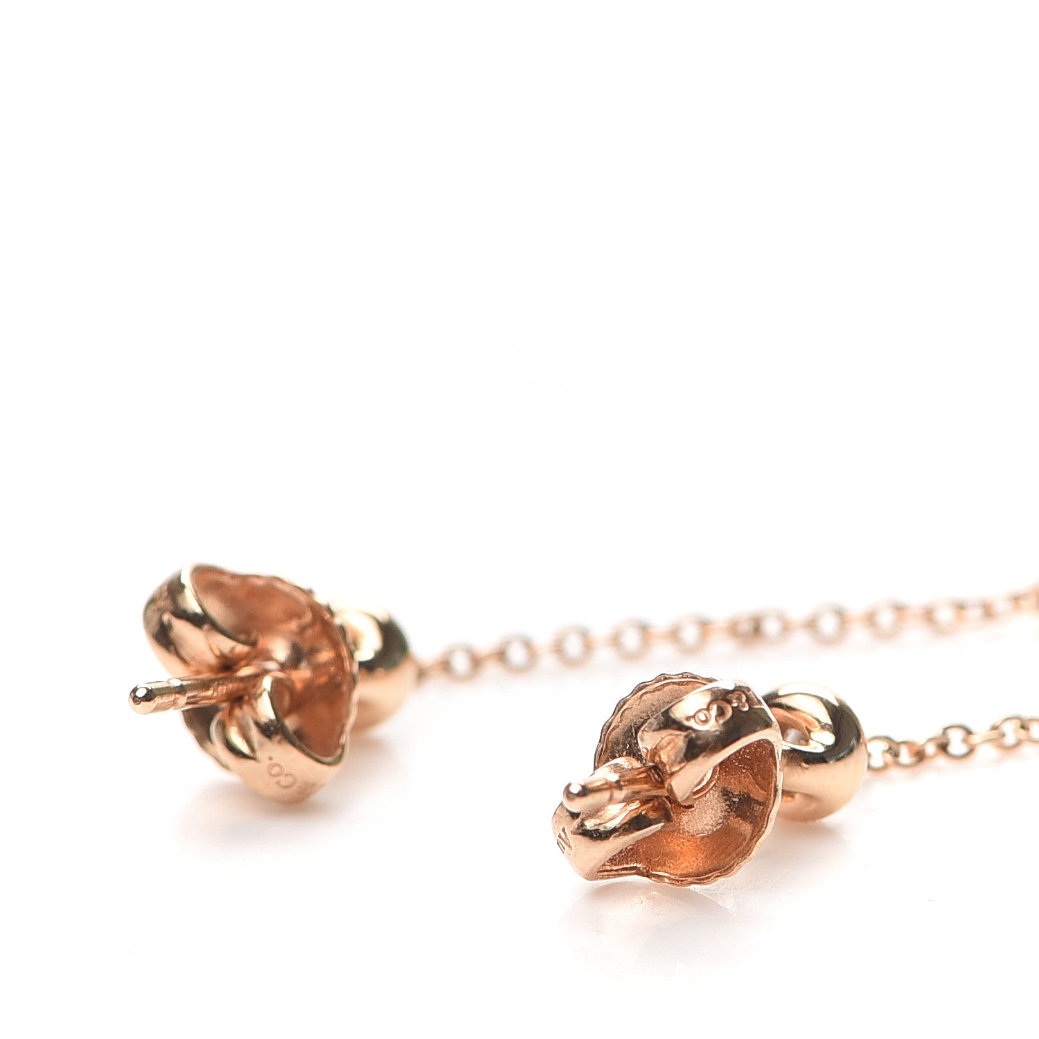Tiffany 18K Rose Gold Diamond Elsa Peretti Diamonds by the Yard Open Heart Earrings 4 of 5