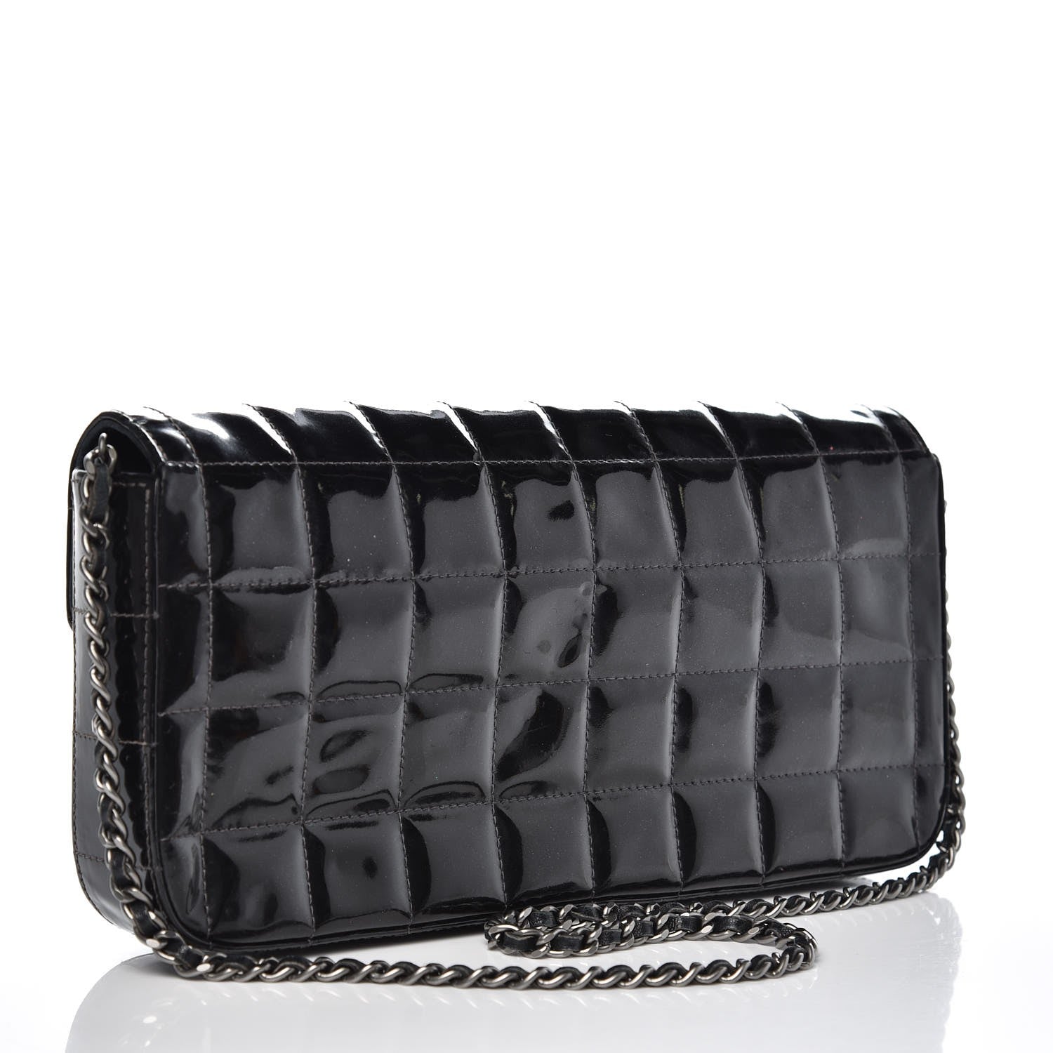 Chanel Patent Quilted East West Chocolate Bar Flap Black 2 of 9