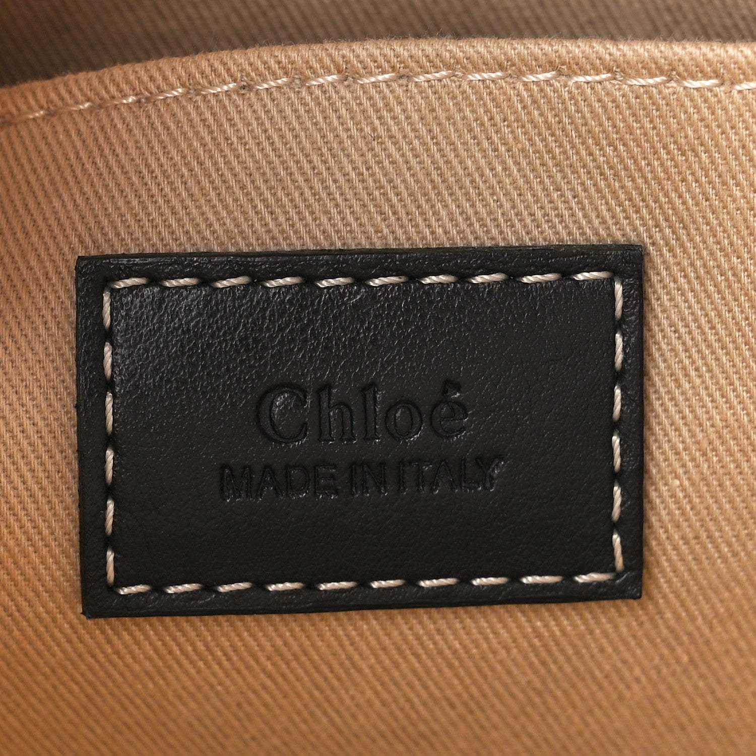 Chloe Cotton Calfskin Small Woody Ribbon Tote With Strap White Navy 6 of 11