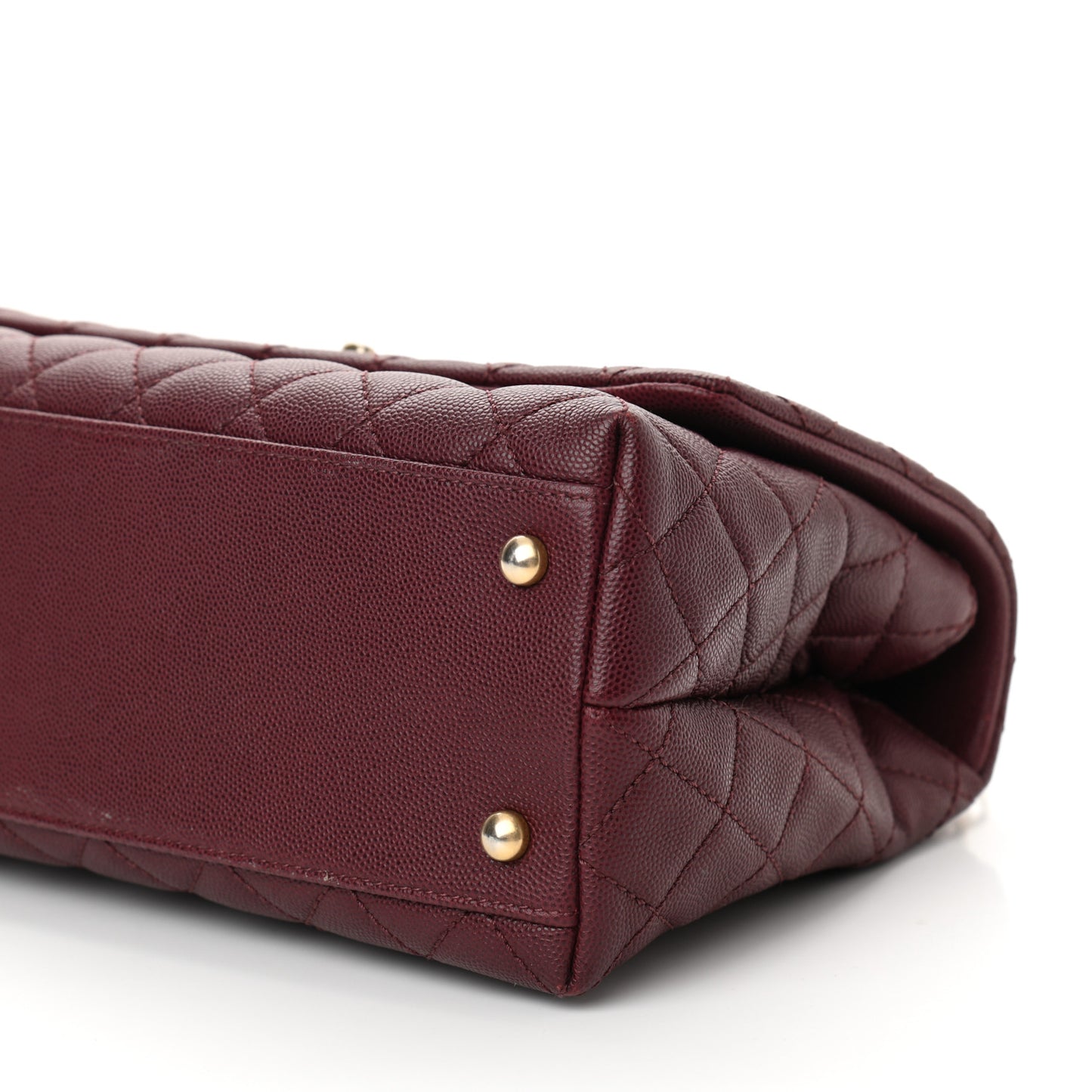 Caviar Lizard Quilted Small Coco Handle Flap Burgundy