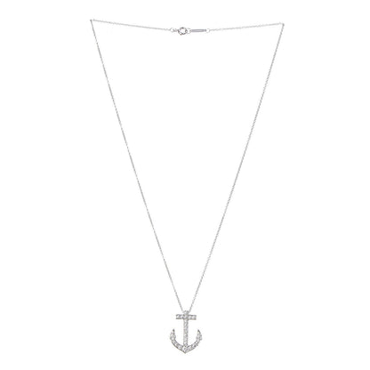 Tiffany Platinum Diamond Anchor Pendant Necklace 3 of 6
