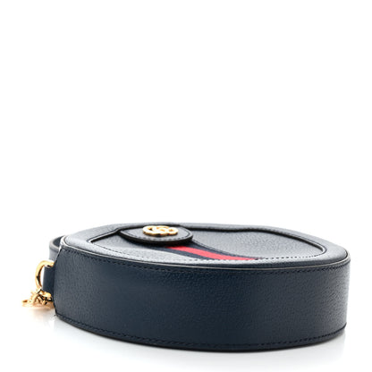 Gucci Soft Textured Calfskin Web Mini Ophidia Round Shoulder Bag Blue Agata 4 of 11