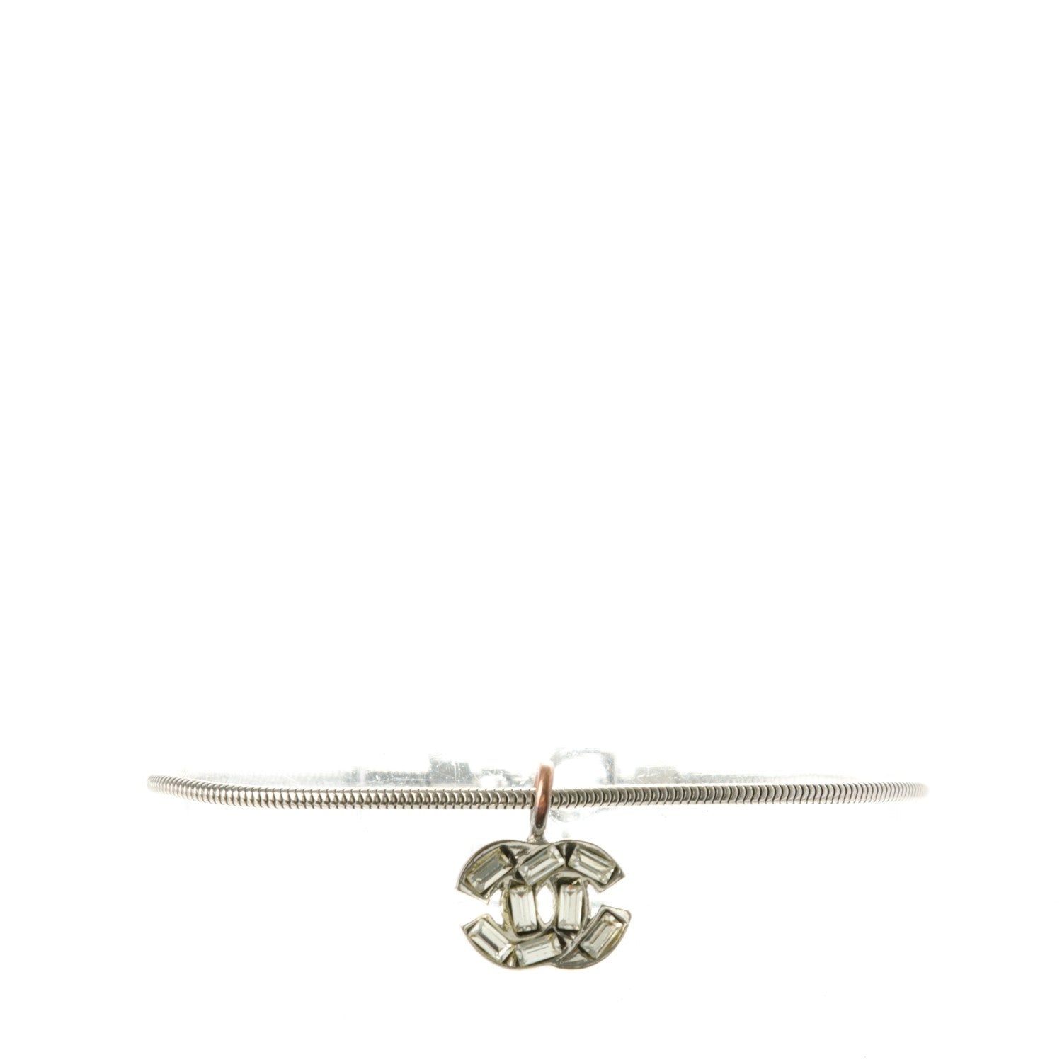 Chanel Crystal Baguette CC Chain Bracelet Silver 1 of 6