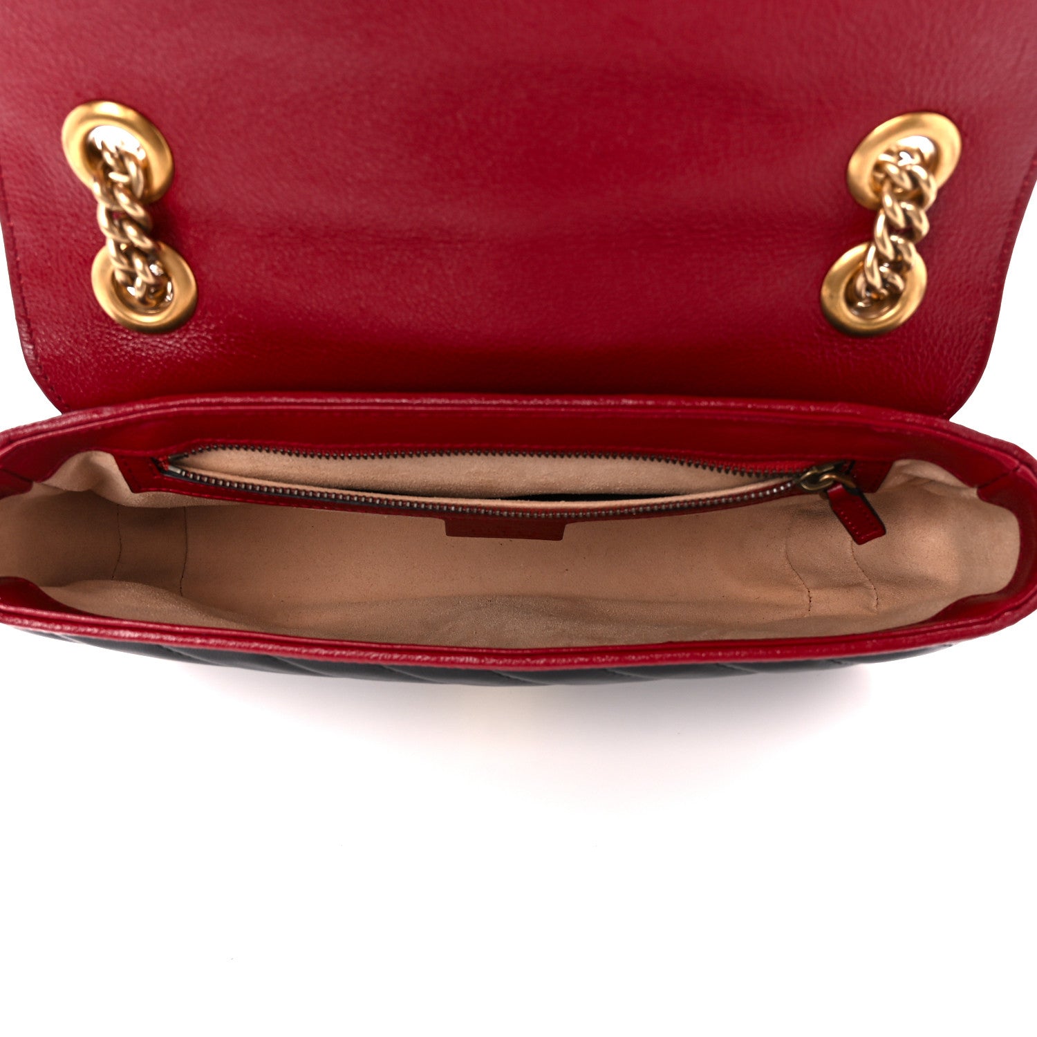 Gucci Vintage Effect Calfskin Matelasse Diagonal Small Torchon GG Marmont Shoulder Bag Black Romantic Cherry 5 of 12