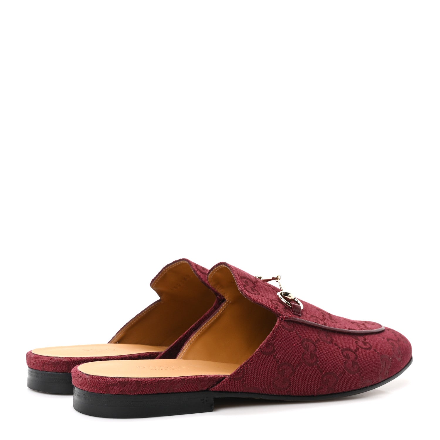 Gucci New Canvas GG Monogram Malaga Kid Womens Princetown Slippers 39.5 Rosso Ancora 5 of 9