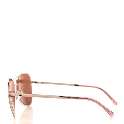 Chanel Metal Mirrored Pilot Summer Sunglasses 4223 Pink Gold 3 of 7
