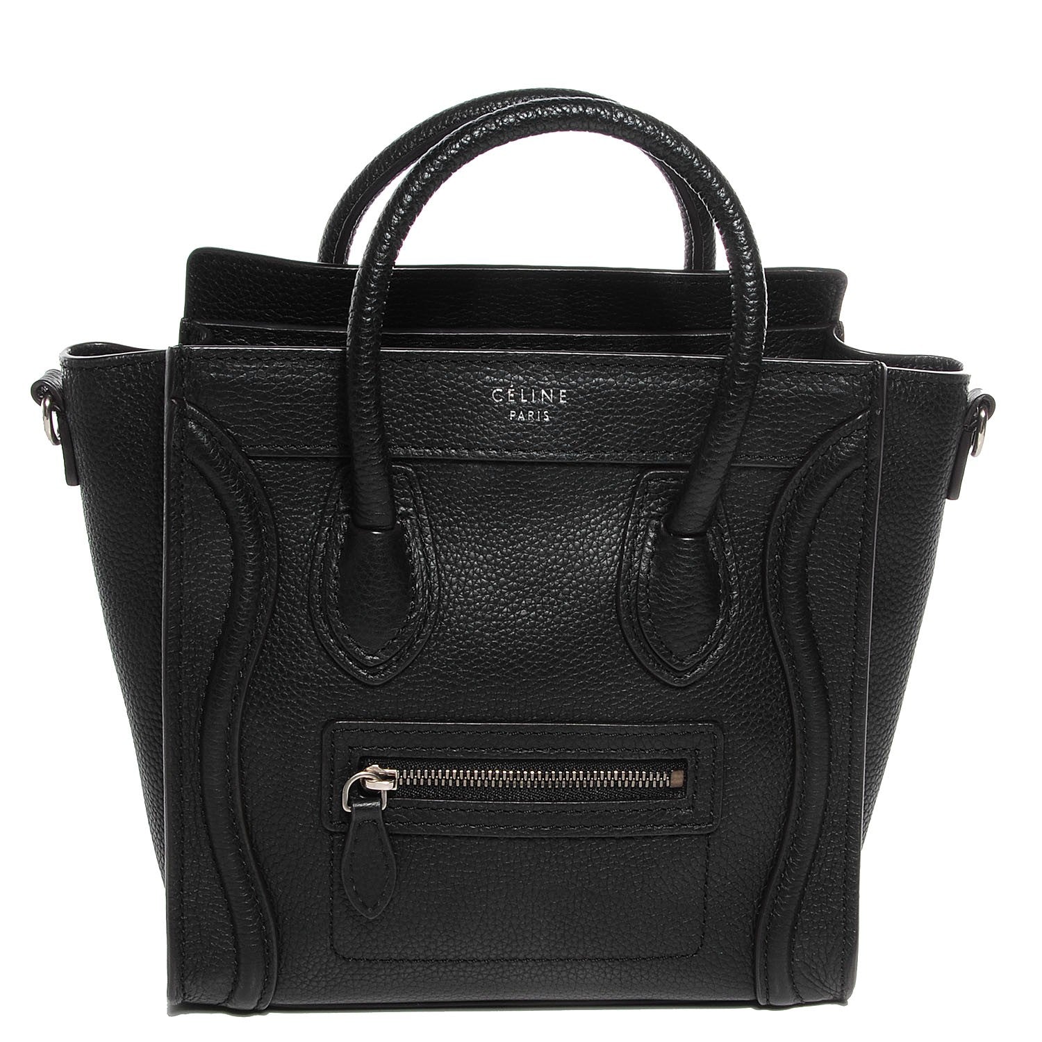 Celine Drummed Calfskin Nano Luggage Black 1 of 8