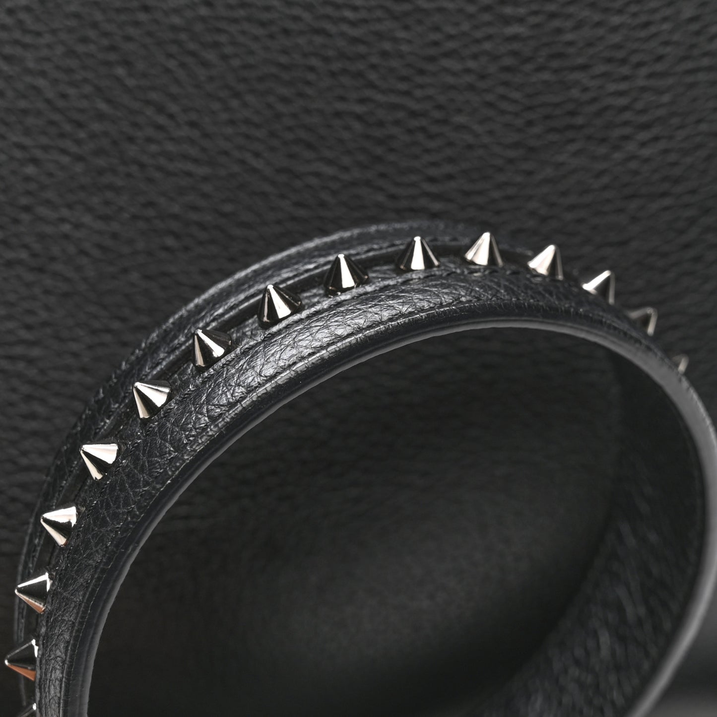 Grained Calfskin Spike Large Eloise Tote Black