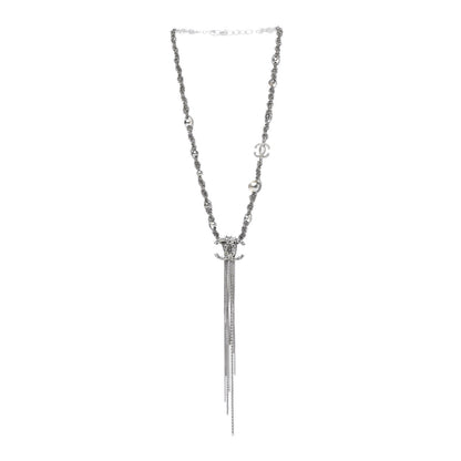 Chanel Crystal Pearl Chain Necklace Gray 3 of 6
