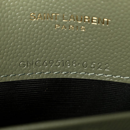 Saint Laurent Grain De Poudre Matelasse Chevron Monogram Envelope Chain Wallet Green Light Sage 6 of 10