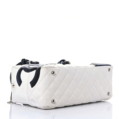 Chanel Calfskin Quilted Large Cambon Bowler White Black 4 of 24