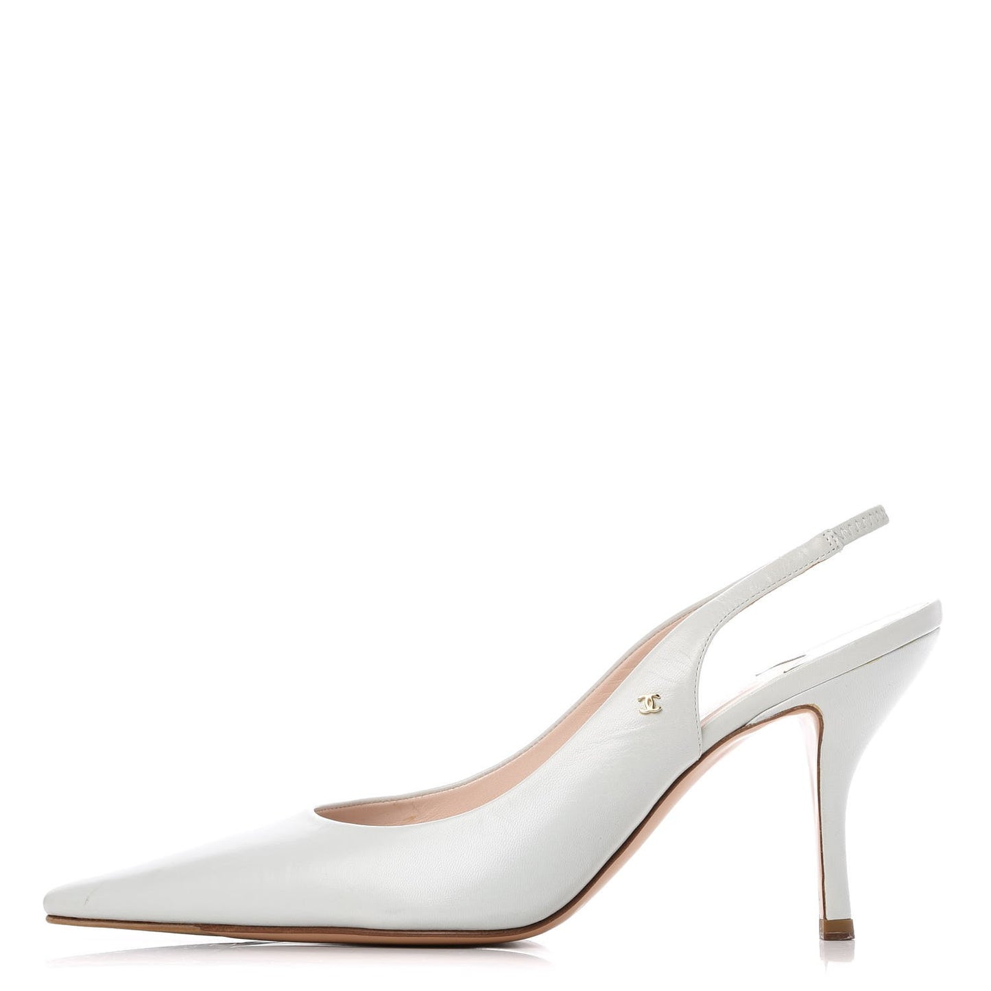 Lambskin CC Slingback Heels 38 Light Green