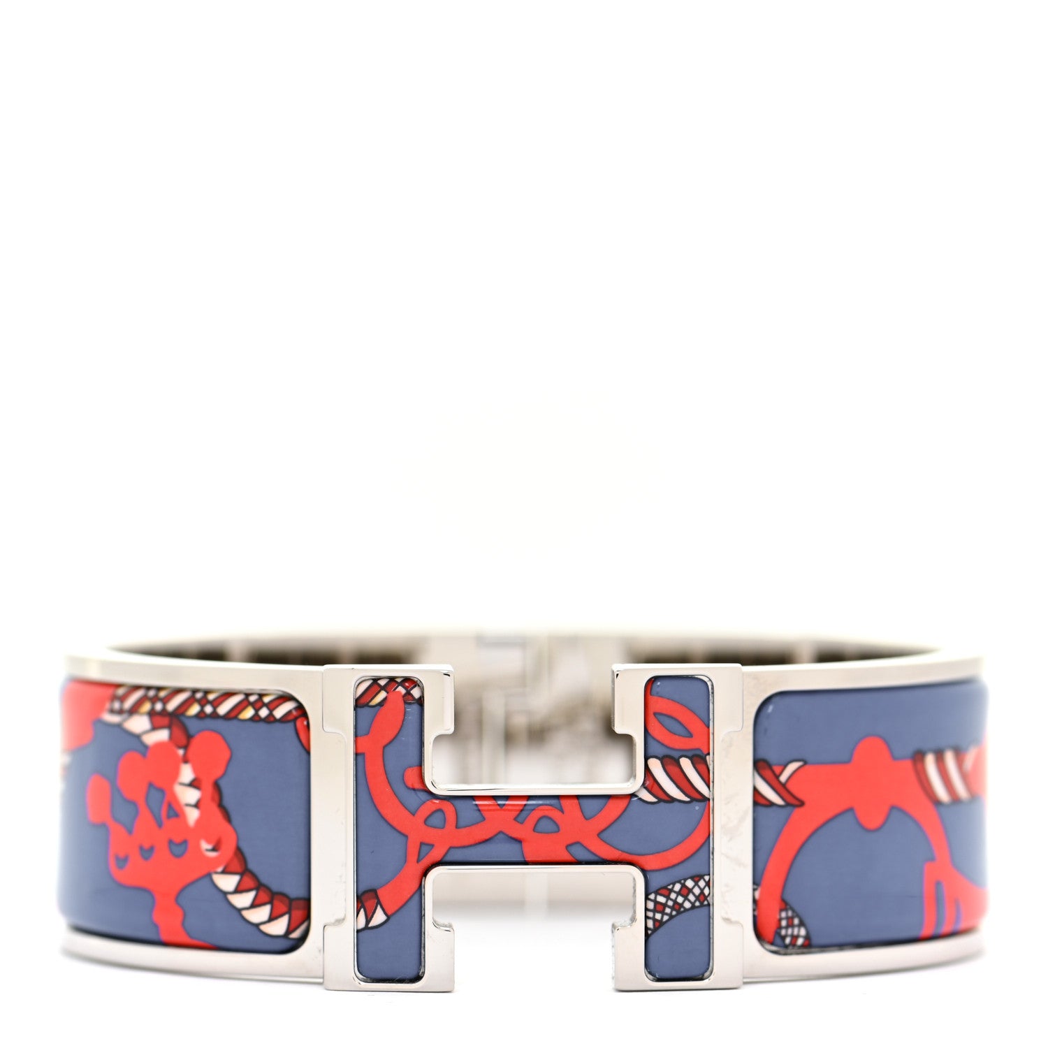 Hermes Enamel Panoplie Equestre Wide Clic Clac H Bracelet PM Drapeaux 1 of 6