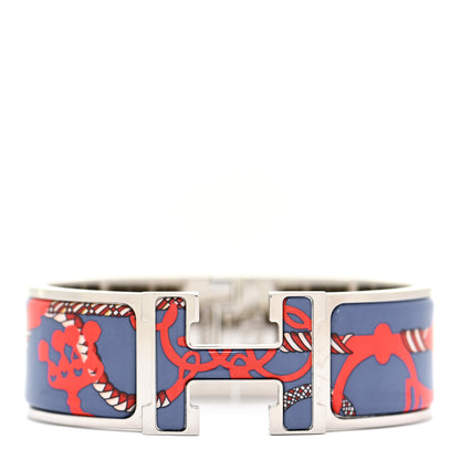Hermes Enamel Panoplie Equestre Wide Clic Clac H Bracelet PM Drapeaux 1 of 6
