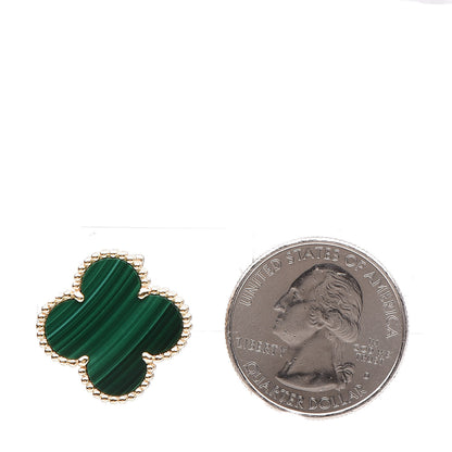 Van Cleef & Arpels 18K Yellow Gold Malachite Magic Alhambra Earrings 2 of 3