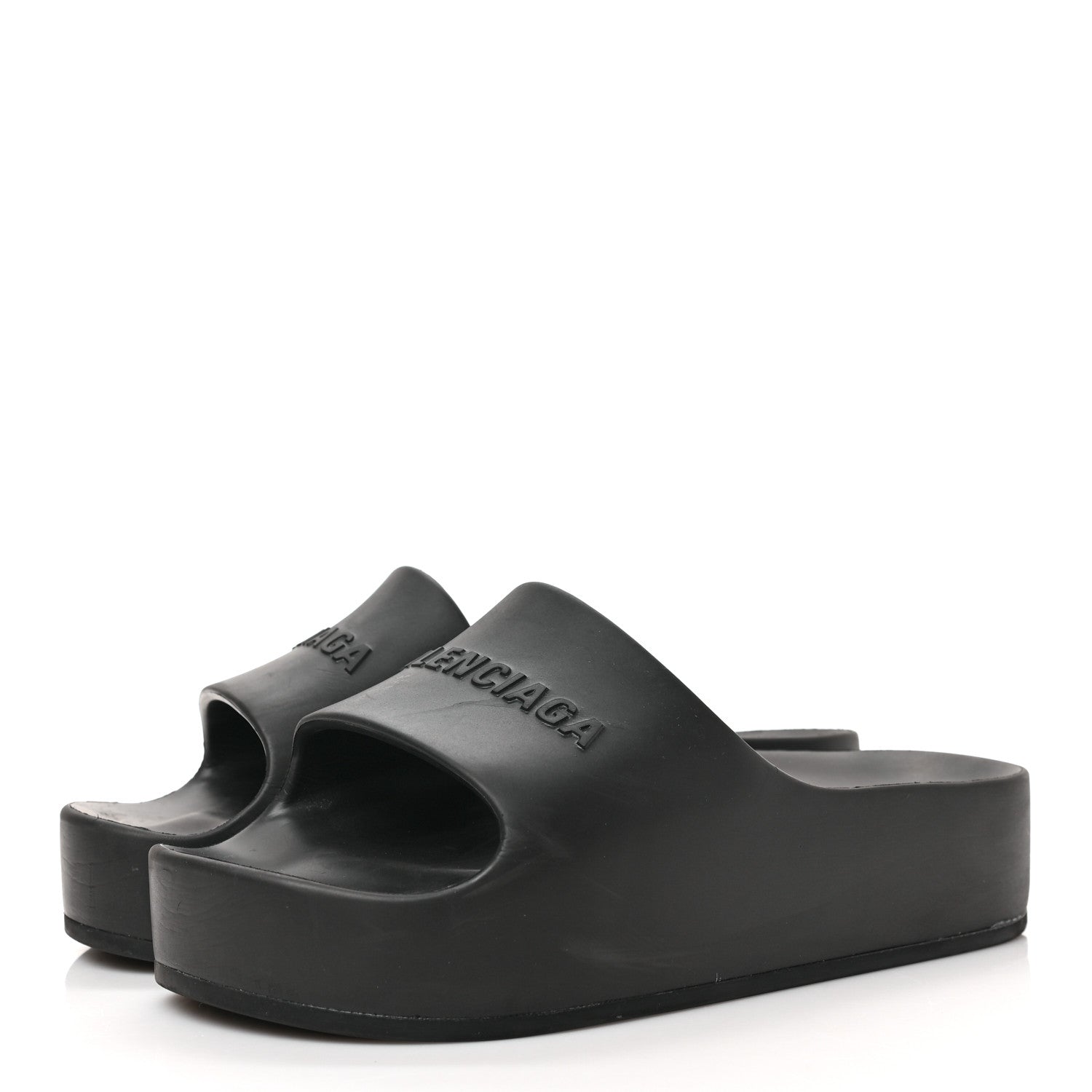 Balenciaga Rubber Chunky Platform Slide Sandals 38 Black 3 of 6
